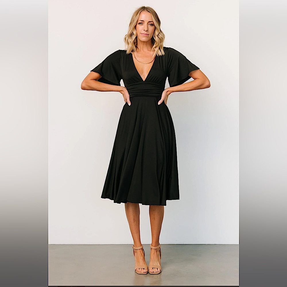 NEW Baltic Born dress Janette black midi flowy fit and flare modest Dress Day